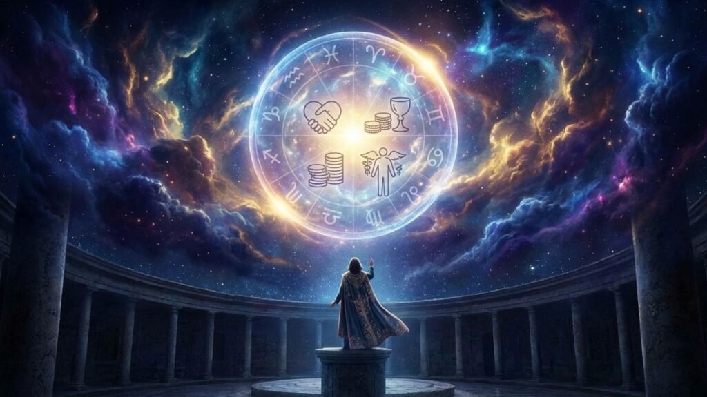 homem observando todos os signos do zodíaco