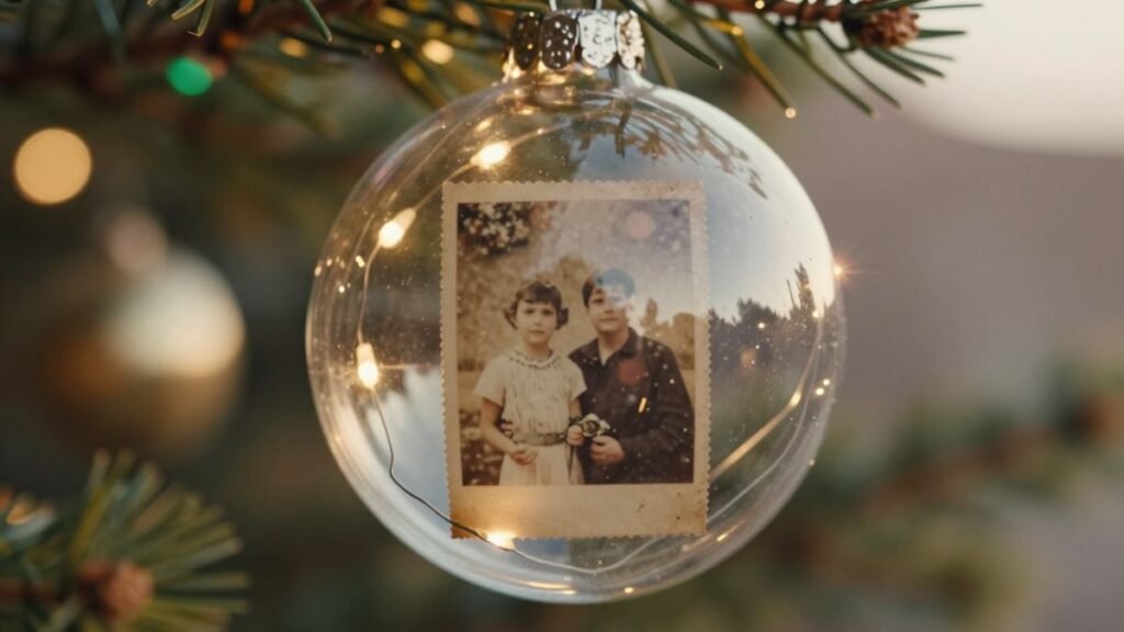 old photo in the christmas tree ball